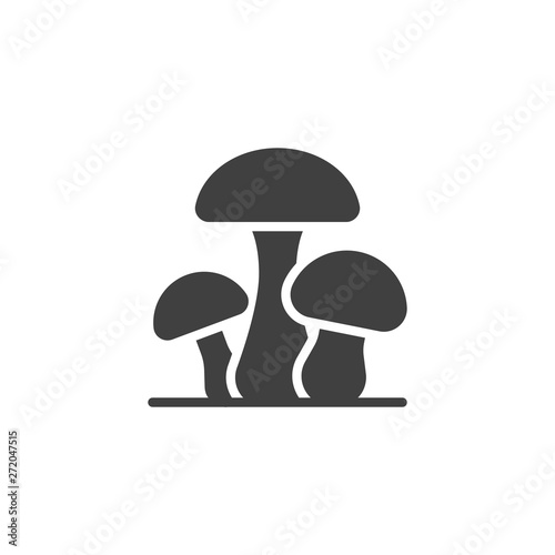 Three mushrooms vector icon. filled flat sign for mobile concept and web design. Mushroom plant glyph icon. Symbol, logo illustration. Vector graphics
