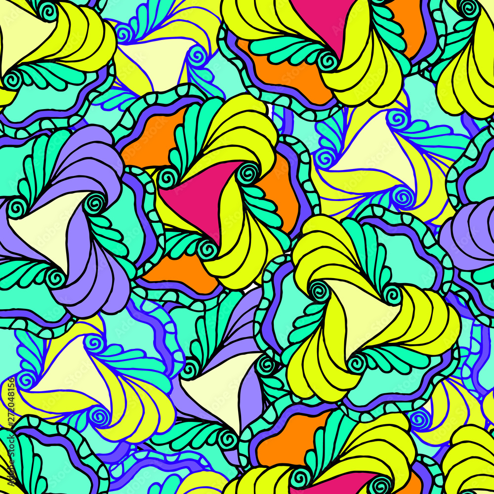 Obraz premium Abstract geometric background seamless multi-colored flowers shape 