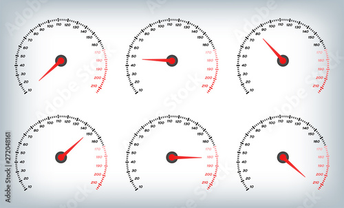 Speedometer for car . Fuel Gauge and Tachometer / meter vector	