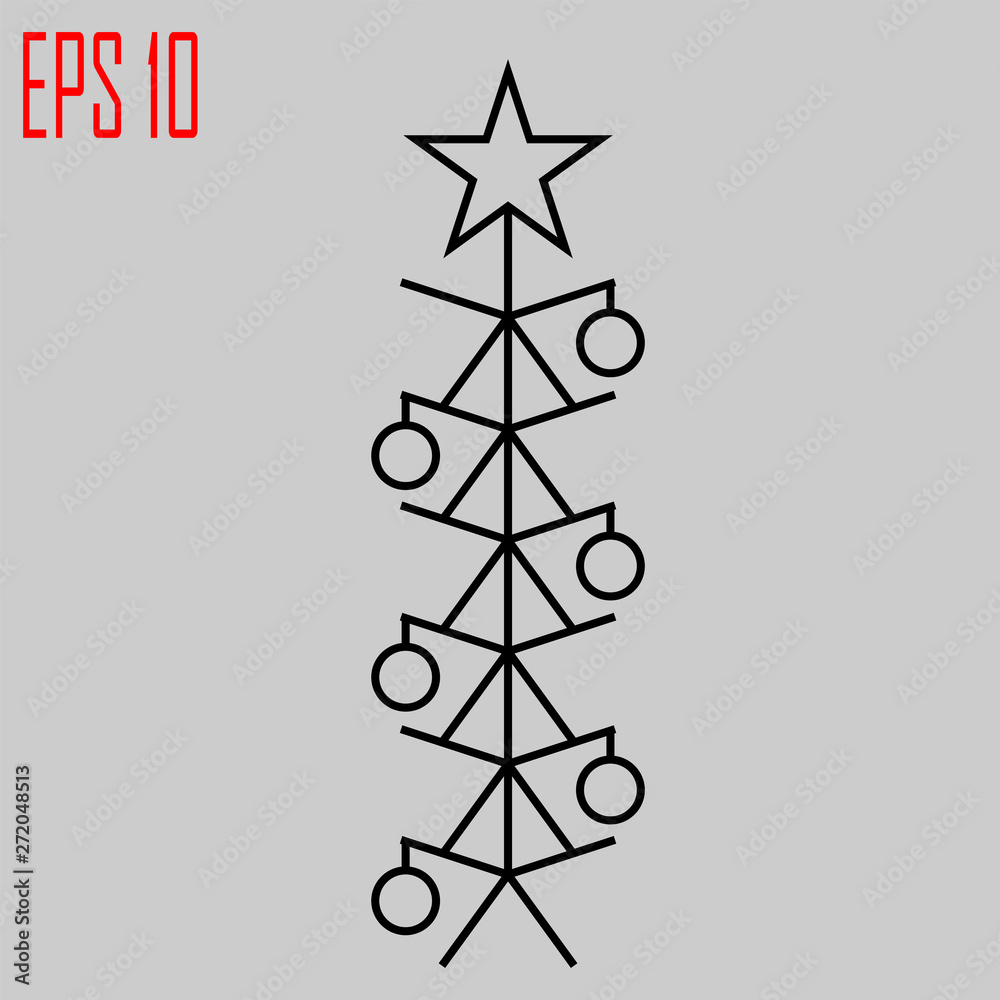 Christmas tree with star - vector illustration Christmas tree with star - vector illustration