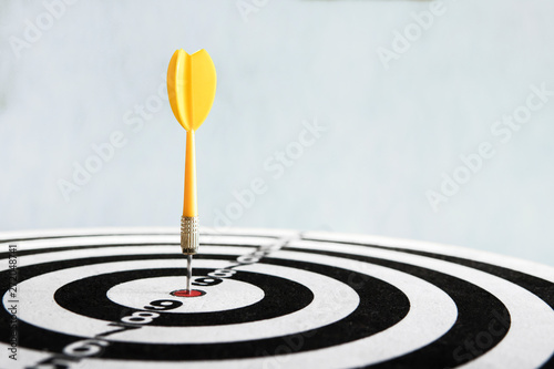 Dart hit target close-up. well aimed hit. winning the competition. Success in business. achievement in life. Go to its goal. achieve the goals. The game of Darts. Sports target. targeted advertising