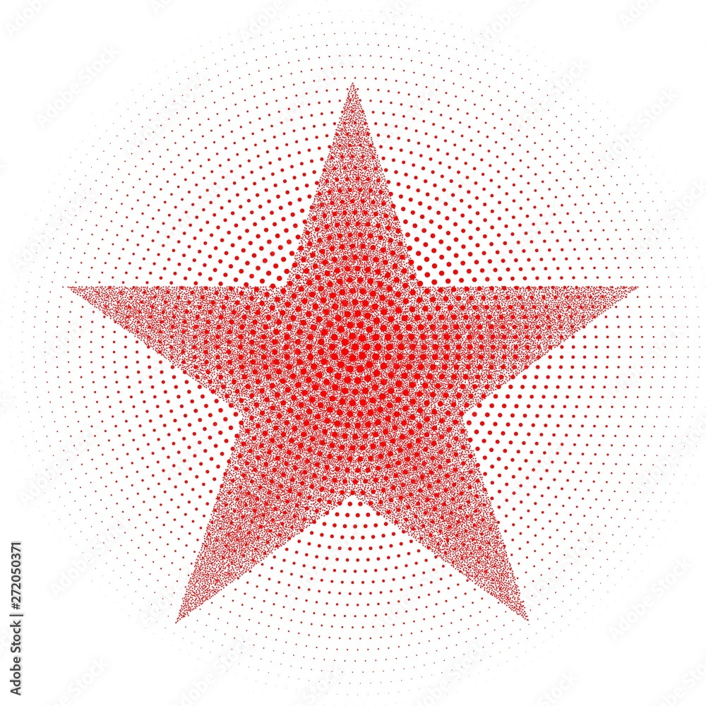 Red star stipple point halftone effect icon. Victory day. Abstract graphic drawing for design. Pink backdrop. Vector illustration, eps10. Red star stipple point halftone effect icon. Victory day. Abstract graphic drawing for design. Pink backdrop. Vector illustration, eps10.