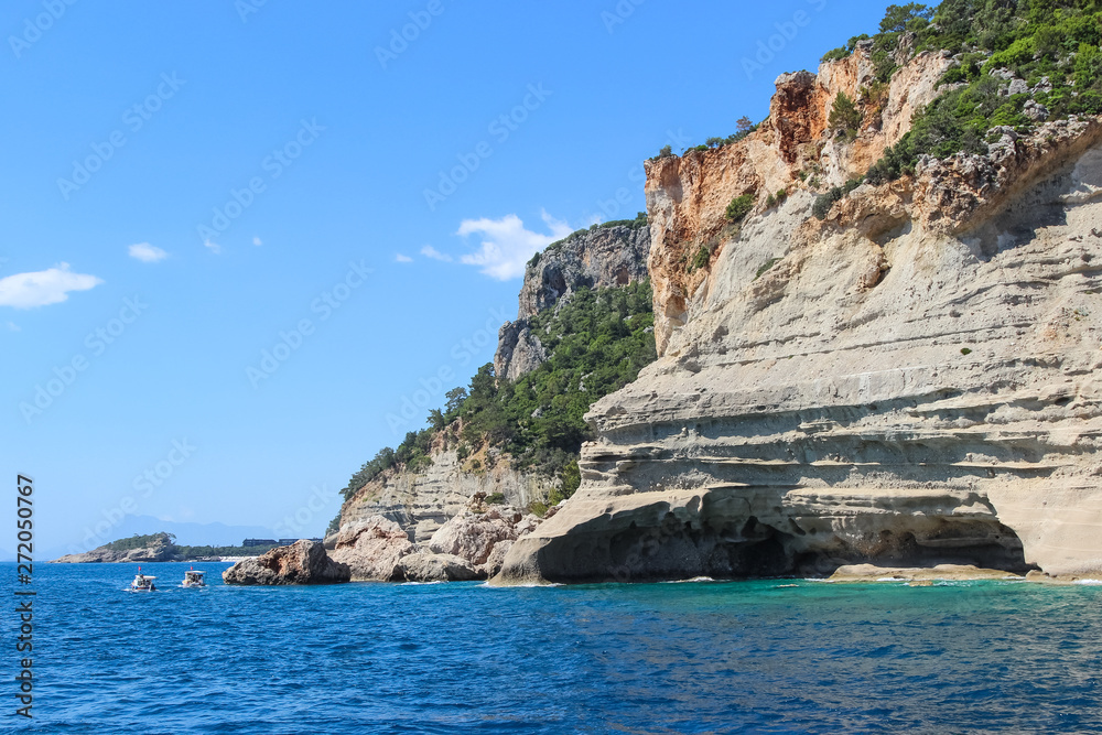 Cave in the rock between Kirish and Kemer (Turkey), Mediterranean sea Cave in the rock between Kirish and Kemer (Turkey), Mediterranean sea