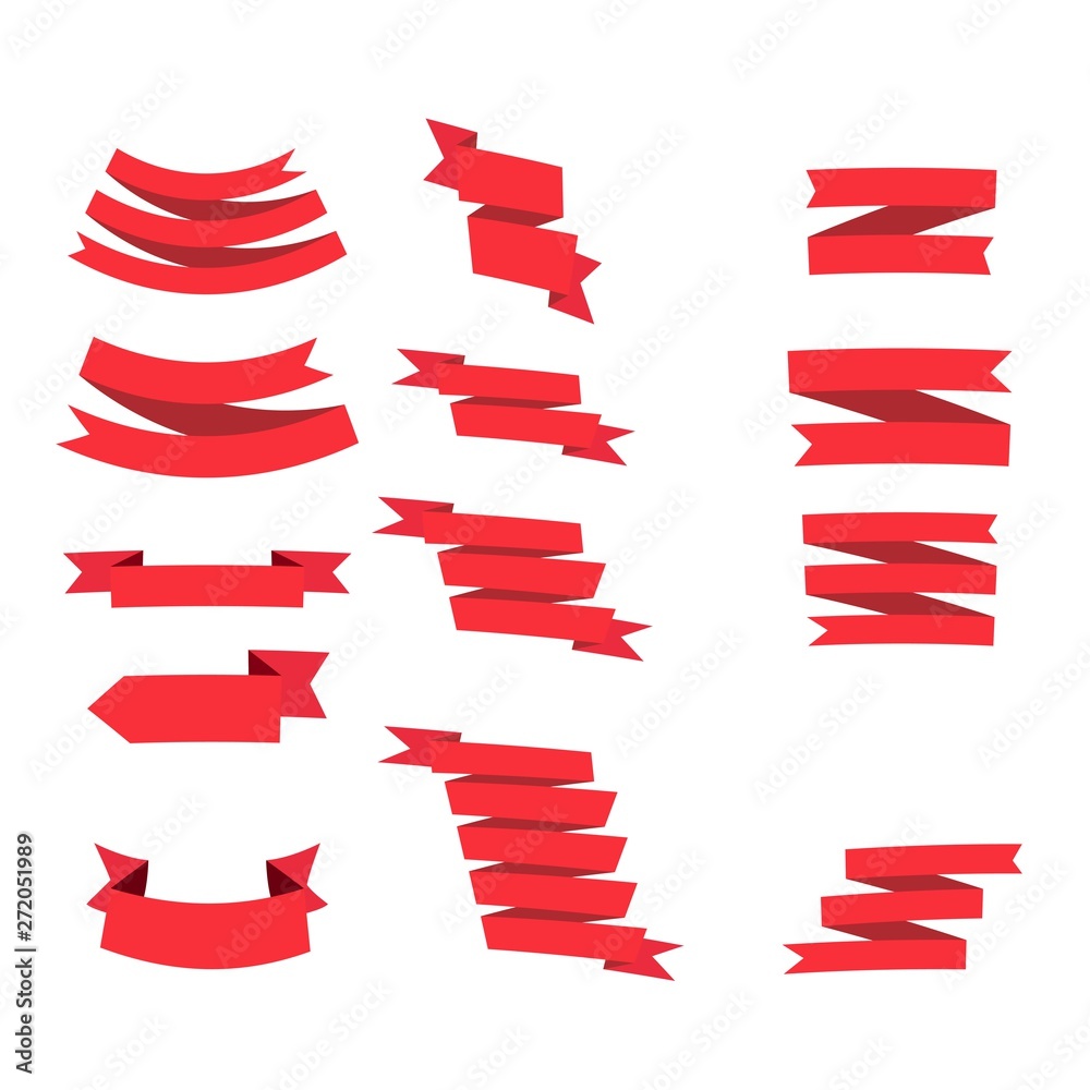 Red ribbons set. design elements isolated on white background. - Vector Red ribbons set. design elements isolated on white background. - Vector