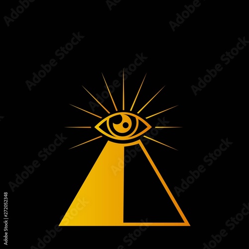yellow pyramid icon isolated on black background