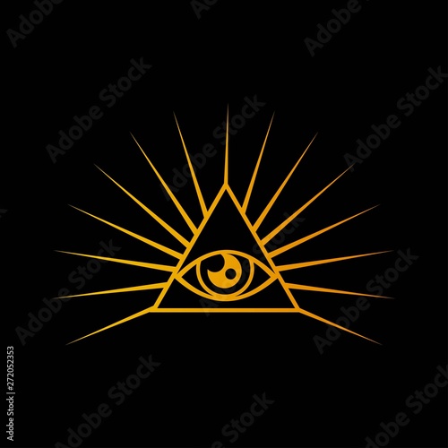 yellow pyramid icon isolated on black background