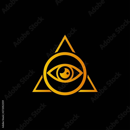 yellow pyramid icon isolated on black background