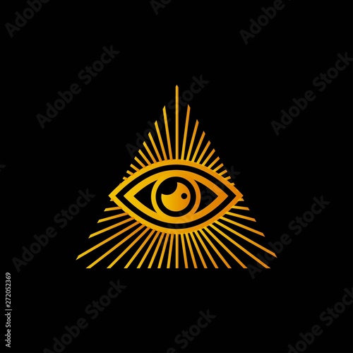 yellow pyramid icon isolated on black background