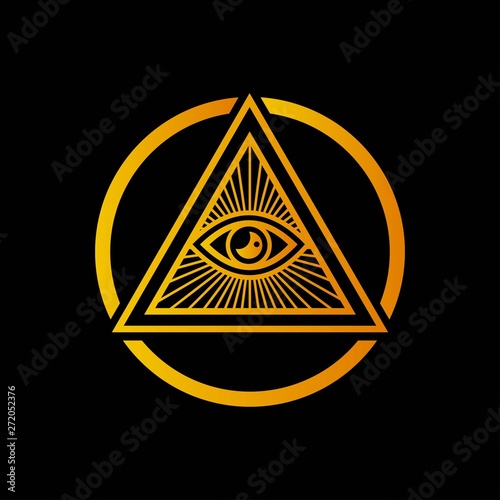 yellow pyramid icon isolated on black background