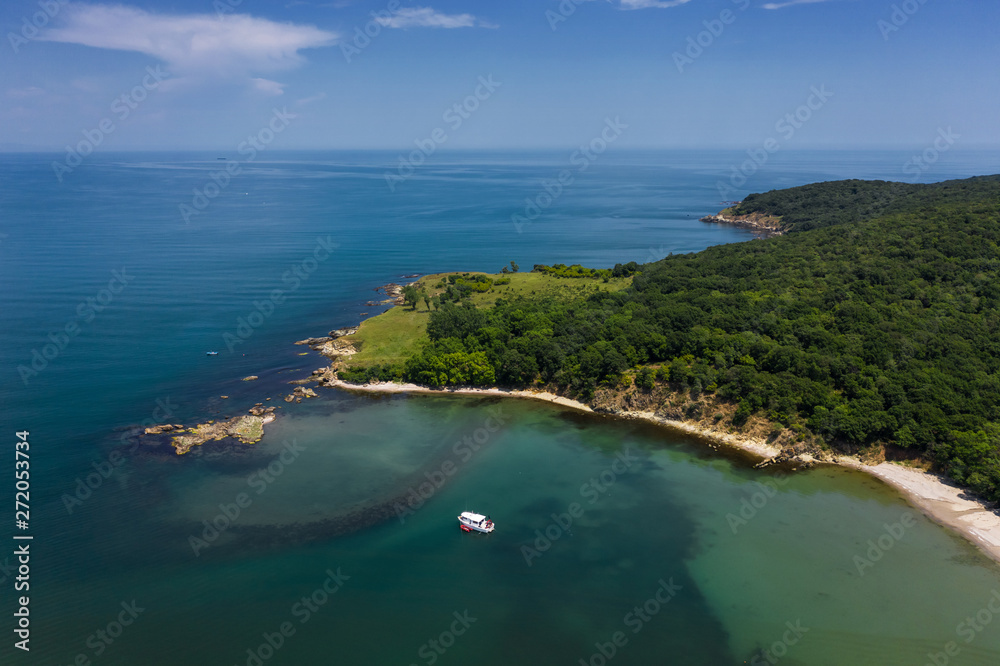 Aerial drone view of beautiful coastline on Bulgarian Black Sea
