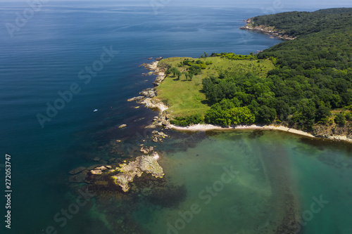 Aerial drone view of beautiful coastline on Bulgarian Black Sea