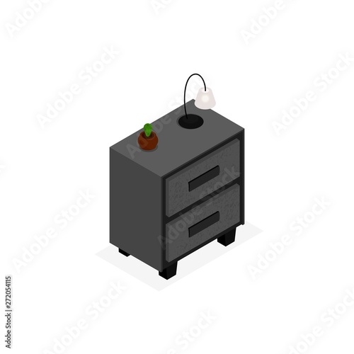 Isolated icon of isometric nightstand