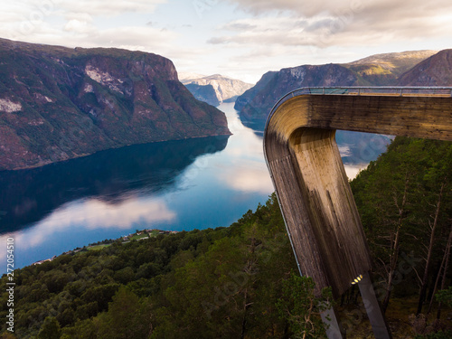 Aerial view. Fjord landscape at Stegastein viewpoint Norway photo