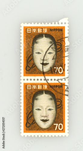 Briefmarke stamp Japan Nippon No Theater Maske 70 theatre mask Zoami Koomote  cultural heritage muromachi Period Kulturerbe photo