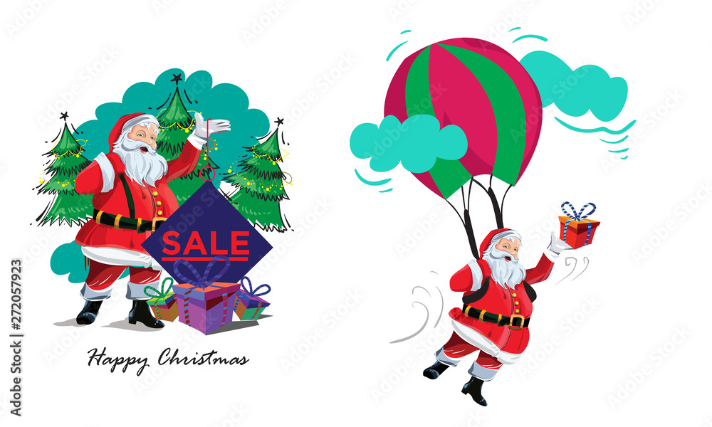 Naklejka premium happy christmas santa illustration vector