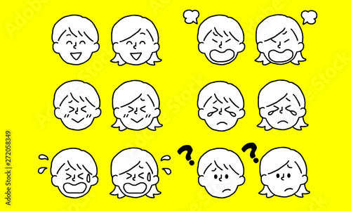 男性女性表情セット（シンプル）