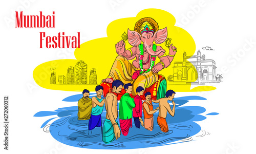 mumbai ganesha festival india vector illustration