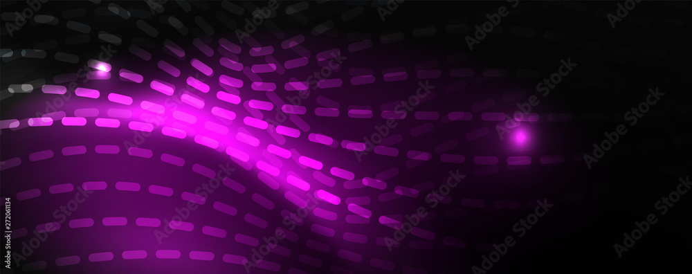 Smoky glowing waves in the dark. Dark abstract background with neon color light and wavy lines. Vector Smoky glowing waves in the dark. Dark abstract background with neon color light and wavy lines. Vector