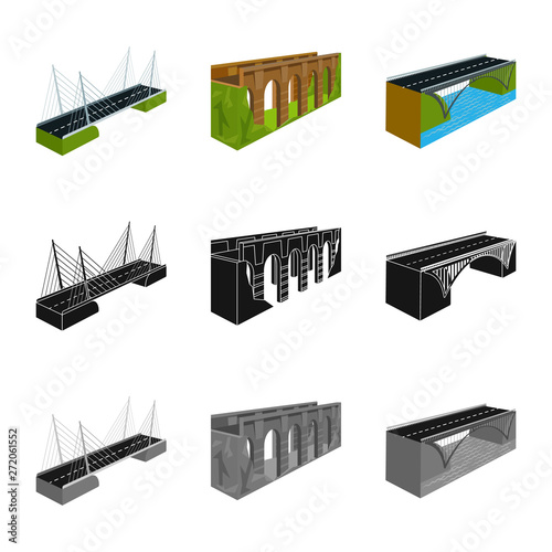 Isolated object of connection and design sign. Collection of connection and side stock symbol for web.