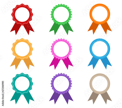 Collection of colorful award ribbons vector set isolated on white background - Vector illustration  photo
