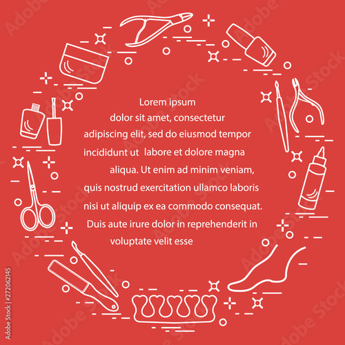 Silhouette of manicure and pedicure tools and products for beauty and care.