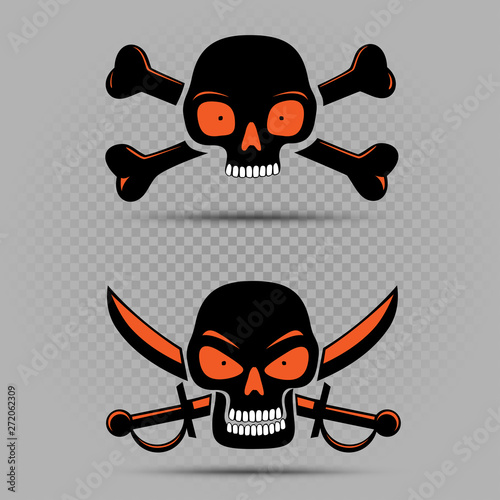 black skull with red eyes set