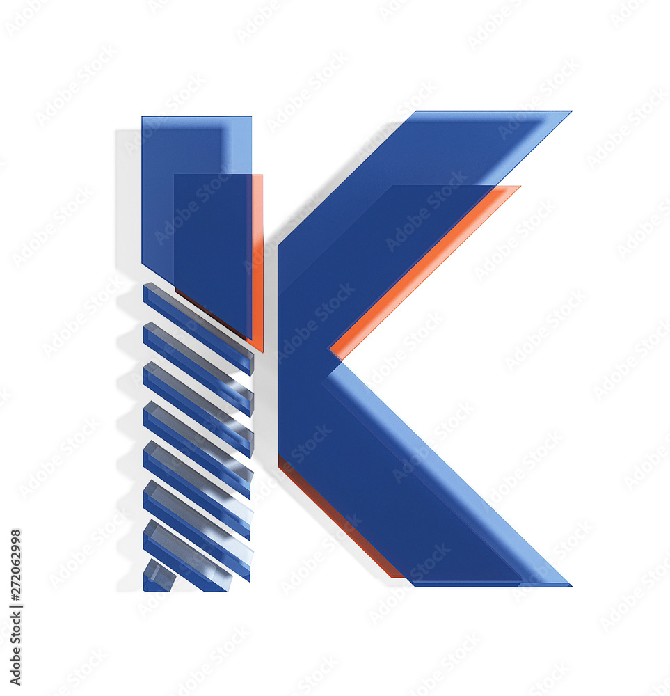 Letter k. Modern Trendy Minimal Style Font. Brand Identity Concept. 3d rendering isolated on white background. Letter k. Modern Trendy Minimal Style Font. Brand Identity Concept. 3d rendering isolated on white background.