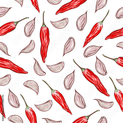pattern Cayenne pepper and garlic