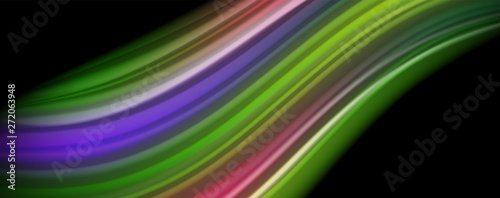 Fluid liquid color wave lines, glowing colorful light effect, abstract composition template. Geometric technology abstract pattern. Movement concept