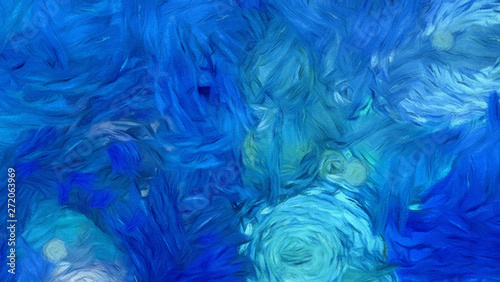 Abstract impressionism background painting in Vincent Van Gogh style. Interio...