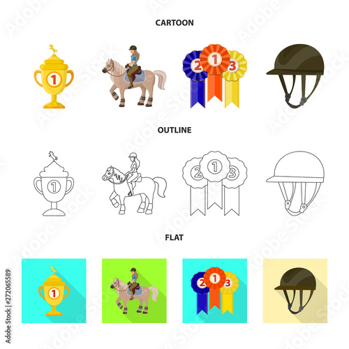 Isolated object of equipment and riding sign. Set of equipment and competition vector icon for stock.