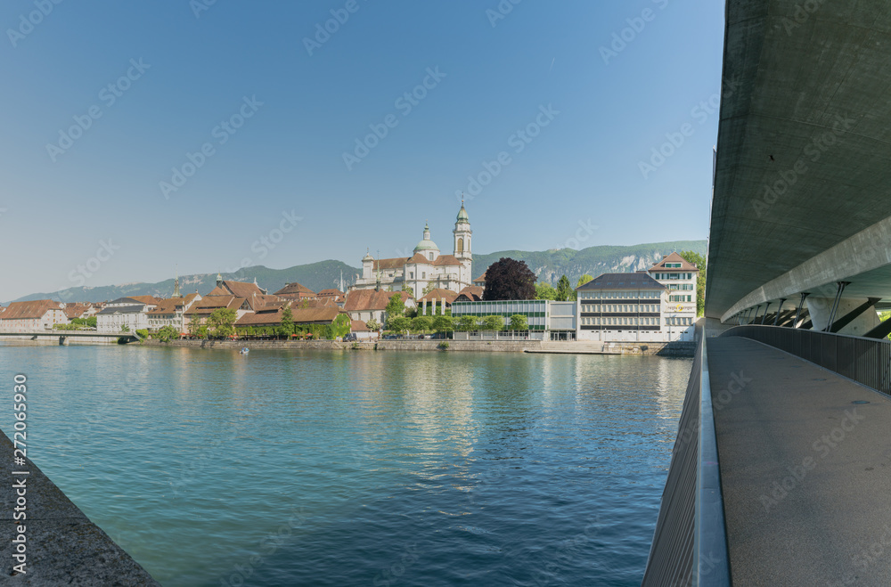  city of Solothurn with the river Aare and a panorama cityscape view of the old town