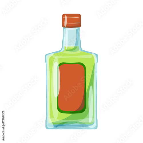 Vector illustration of bottle and alcohol logo. Collection of bottle and vodka  stock symbol for web.