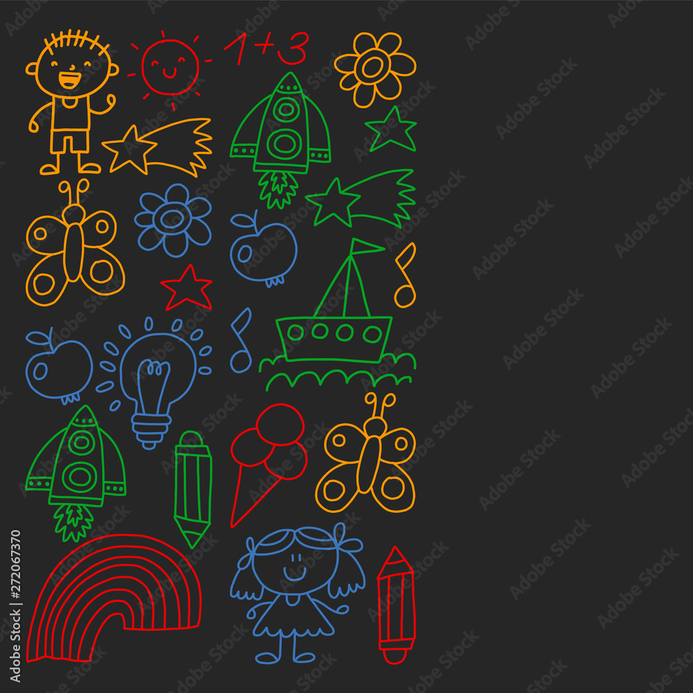 Children garden, Patern, Hand drawn children garden elements pattern, doodle illustration, Vector, illustration, Children garden, Patern, Hand drawn children garden elements pattern, doodle illustration, Vector, illustration,