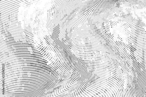 Abstract monochrome grunge halftone pattern. Soft dynamic lines