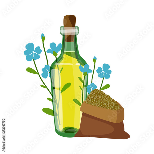 Isolated object of flaxseed  and seeds sign. Collection of flaxseed  and liquid  vector icon for stock.