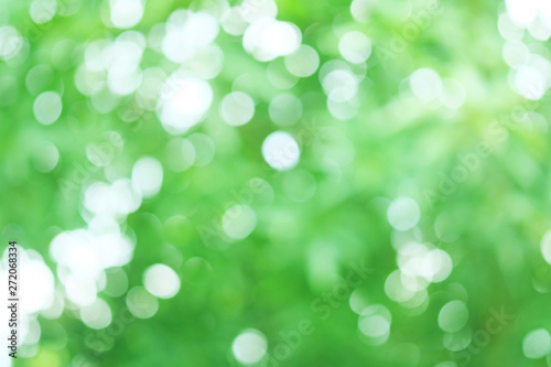 Green color of bokeh blur, natural background, abstract