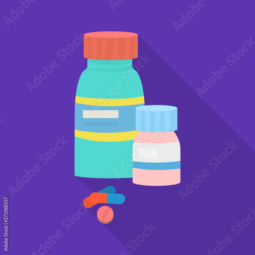 Vector illustration of bottle  and pill  sign. Set of bottle  and medical stock vector illustration.