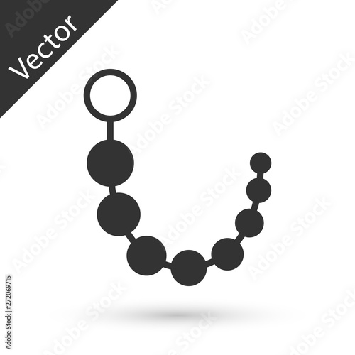 Grey Anal beads icon isolated on white background. Anal balls sign. Fetish accessory. Sex toy for men and woman.  Vector Illustration