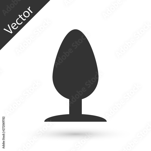 Grey Anal plug icon isolated on white background. Butt plug sign. Fetish accessory. Sex toy for men and woman.  Vector Illustration