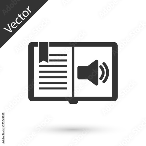 Grey Audio book icon isolated on white background. Audio guide sign. Online learning concept.  Vector Illustration
