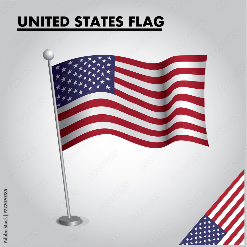 Fototapeta premium National flag of UNITED STATES on a pole