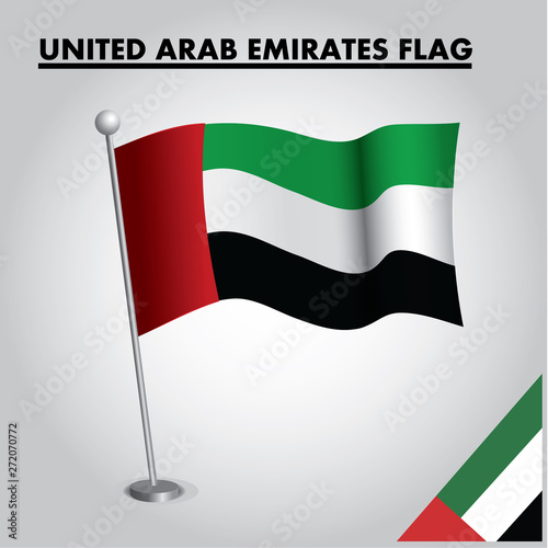 National flag of UNITED ARAB EMIRATES on a pole
