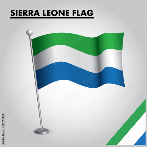 National flag of SIERRA LEONE on a pole