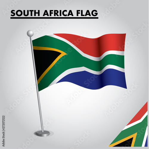 Fototapeta National flag of SOUTH AFRICA on a pole