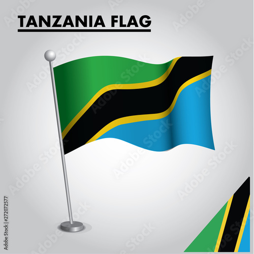National flag of TANZANIA on a pole