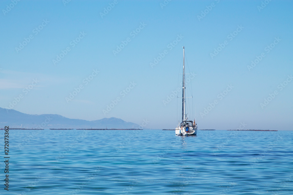 lone sailboat in the sea, sailor landscape