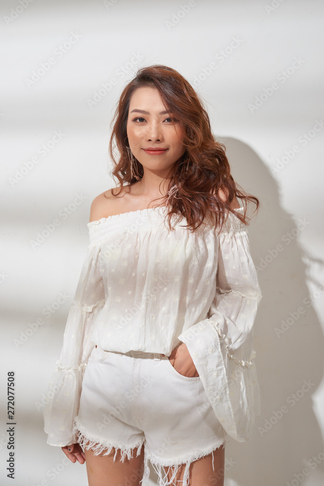 Fashion Portrait of Young cute asian woman wearing vintage white cloths Fashion Portrait of Young cute asian woman wearing vintage white cloths