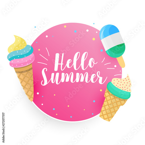 hello summer icecream background design