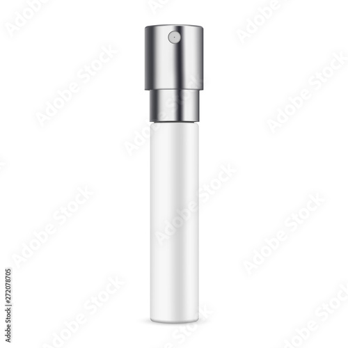 Perfume vial mockup isolated on white background. Vector illustration